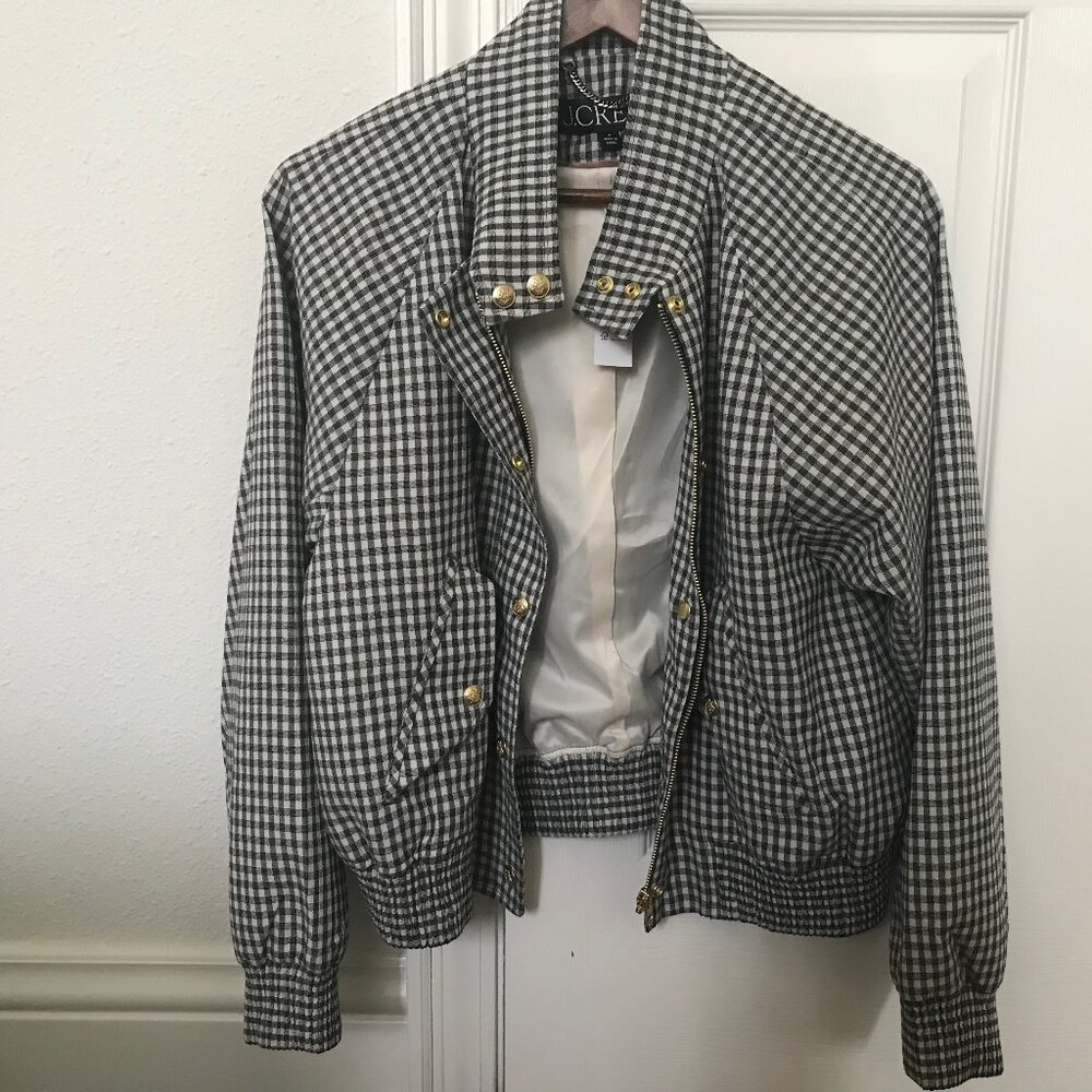 J.Crew Flight jacket in gauzy gingham